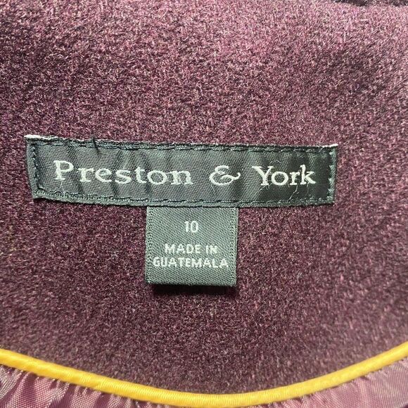 Preston & York Twill Wool Peacoat Size 12 Deep Maroon - Picture 8 of 9